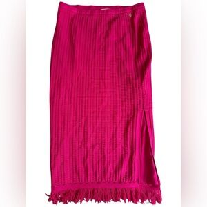 GUESS Women's Milana Shell Stitch Pencil Skirt Pink fringe size medium